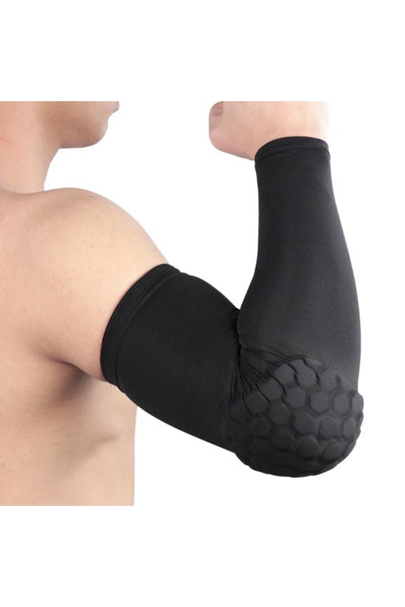 Padded Arm Sleeve, Compression Arm Sleeve w/ Elbow Pad for Football, Volleyball, Baseball Protection, Youth & Adult Sizes, Sold as Single Unit (1 Sleeve)