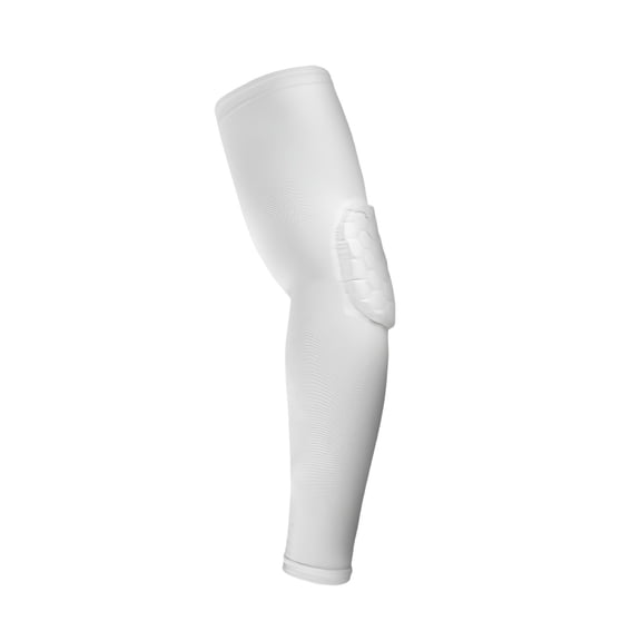 Padded Basketball Elbow Arm Sleeve Breathable Compression Support With Honeycomb Pad For Sports Protection(White-38Cm)