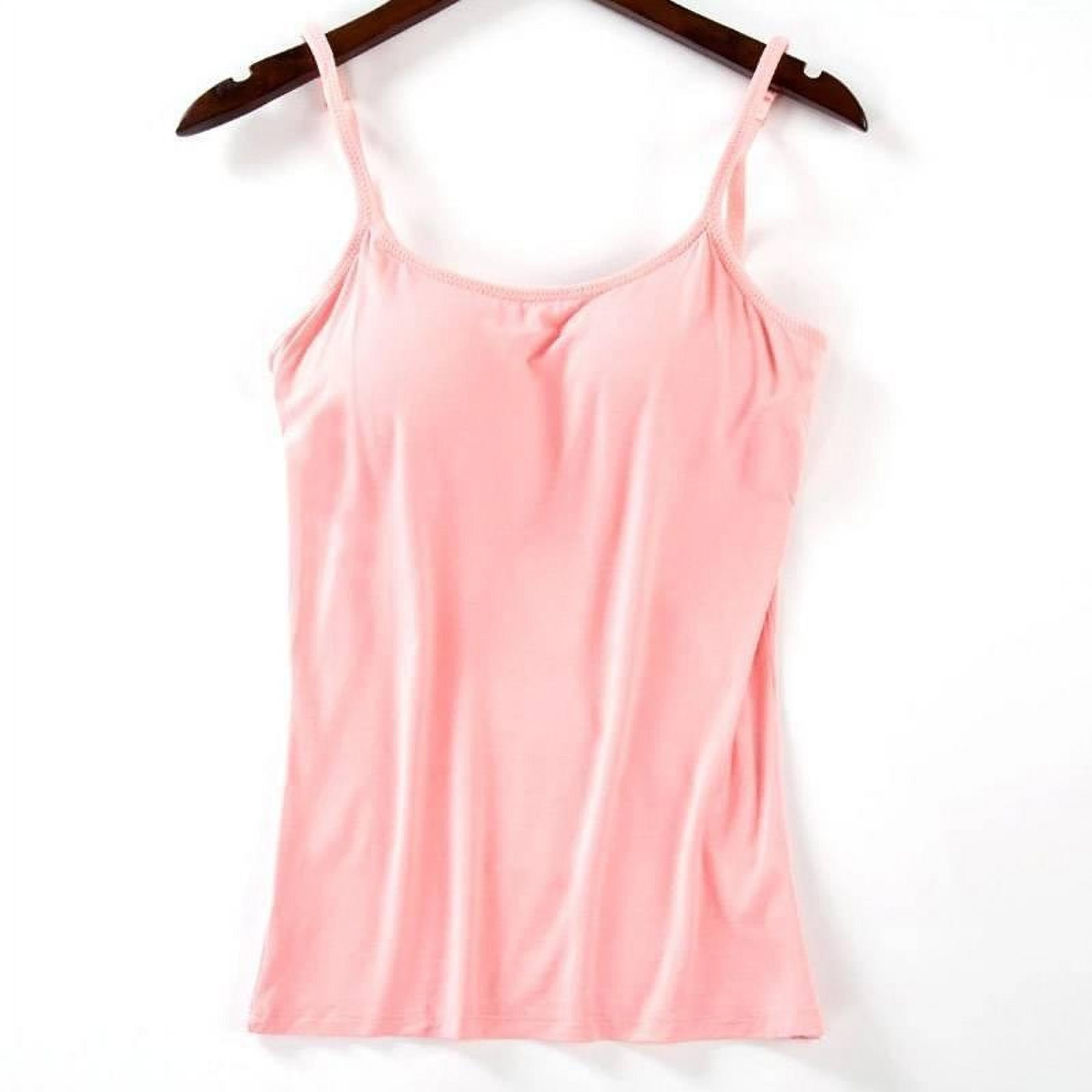 Women Vest Camisole with Built in Shelf Bra Tank Top Spaghetti Strap Padded  Cami
