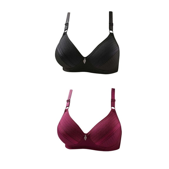 Padded Bra Women Lightly Lined Bra Feature V-Neck Wire-Free Bra Style W-1390 Red 38