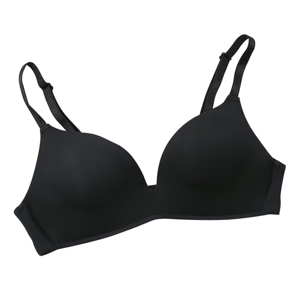 Padded Bralettes for Women Lightweight Bra, Seamless, Small Chest, No Underwire, Cup Underwear V-Neck Back-Smoothing Bra Feature Hook and Eye Closure T-Shirt Bra Style Y-641 , Black M