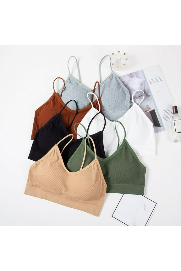 Padded Bralettes for Women, 6 Pcs Sports Bras for Women Pack, V Neck Cami