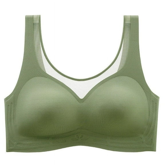 Padded Bralettes for Women Pullover Bra Feature V-Neck No Underwire Bra Style W-1280 Hook and Eye Closure Workout Bras Green 3XL