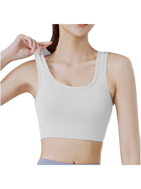 Padded Bras for Women Breasted Back Running Bralettes Yoga High Strength Shock-Proof Backless Bra Sports Underwear V-Neck Lace Bra Feature Hook and Eye Closure Padded Bra Style Y-551 , White M