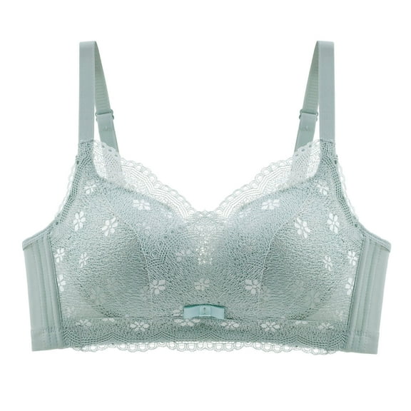 Padded Bras Women Ladies Comfortable Breathable No Underwire Lace Push up Bra Woman Underwear V-Neck Lightly Lined Bra Feature Hook and Eye Closure Push-up Bra Style Y-596 , Green M