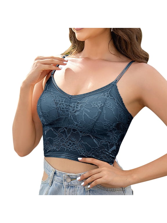 Padded Bras Women Pullover Bra Feature V-Neck Demi & Balconette Bra Style W-8 Blue XL
