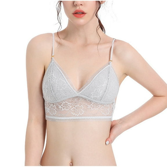 Padded Bras Women No Underwire Bra Thin Cup Comfortable Lace Underwear V-Neck Padded Bra Feature Hook and Eye Closure T-Shirt Bra Style Y-490 , Gray M