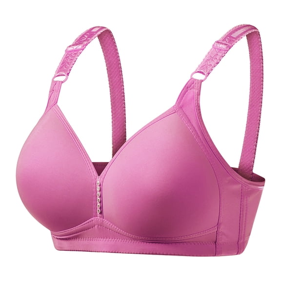 Padded Bras for Women No Underwire Fashion Plus Size Bra Comfortable Breathable Underwear V-Neck Back-Smoothing Bra Feature Hook and Eye Closure Training Bra Style Y-438 , Red XXL
