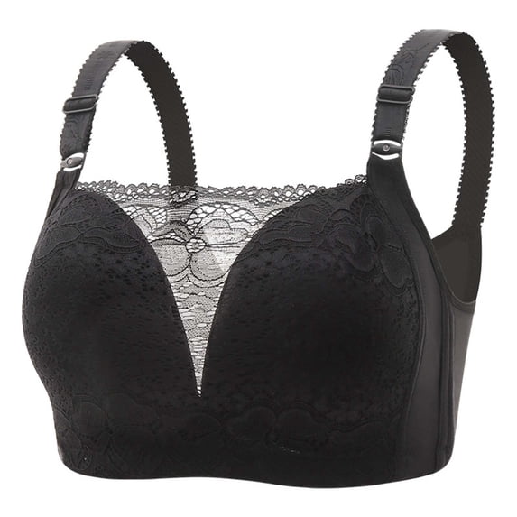 Padded Bras for Women No Underwire No Underwire Bra Feature V-Neck T-Shirt Bra Style W-1316 Hook and Eye Closure Cotton Bralettes Black 36