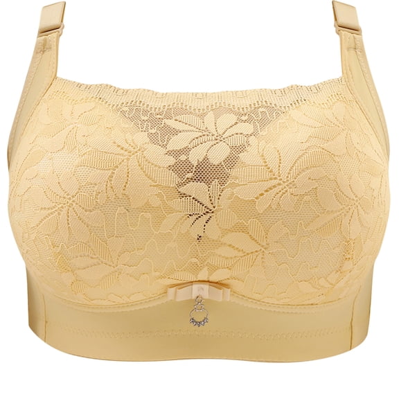 Padded Bras for Women No Underwire Seamless Bra Feature V-Neck Balconette Bra Style W-519 Front Closure Closure Bras No Wire Yellow 3XL