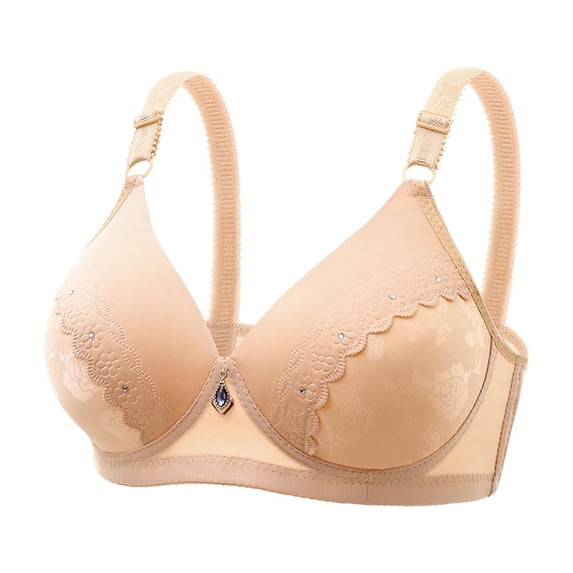 Padded Bras for Women, Women's Embroidered Glossy Comfortable Breathable Bra Underwear No Rims, Backless Bra for Large Breasts