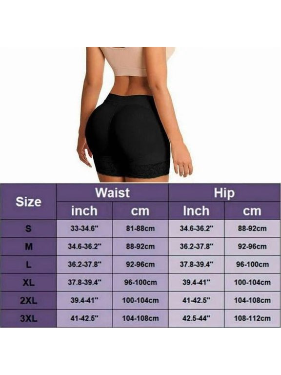 Padded Butt Lifter Shapewear Panties for Women, Seamless Tummy Control Body Shaper Hip Enhancer Underwear, Breathable Booty Enhancing BoyShorts for Dresses, BLACK