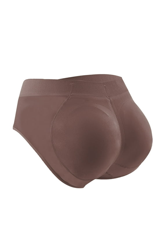 Padded Butt Underwear for Women! Comdrip Women's Solid Color Detachable Hip Pad Peach Hip Shaping Underwear Pants Padded Underwear for Women Brown L