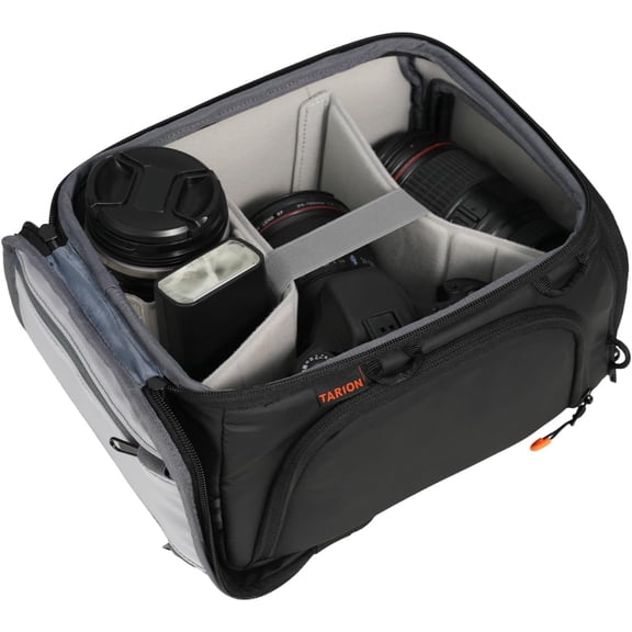 Padded Camera Insert Bag - Protective Framed DSLR Inner Case Organizer - Fits 1 Camera and 2 Lenses - Removable Lid Compatible for DSLR SLR Mirrorless Cameras