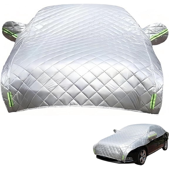 Padded Car Hail Protection Cover for Cars and SUVs, Windshield Hail Protector, All Weather Half Car Cover