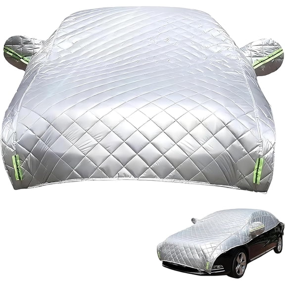 Padded Car Hail Protection Cover for Cars and SUVs, Windshield Hail Protector, All Weather Half Car Cover