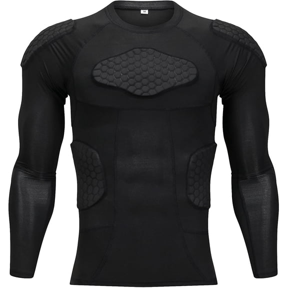 Padded Compression Shirt Chest Protector Undershirt for Football Soccer Paintball Shirt