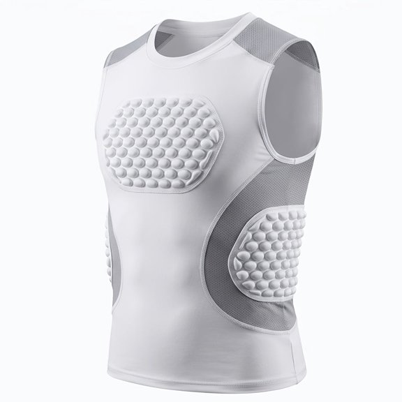 KINGJOZE Padded Compression Shirt Chest Protector for Football Baseball Softball Rugby Lacrosse Rib Sternum Guard Padded Shirt