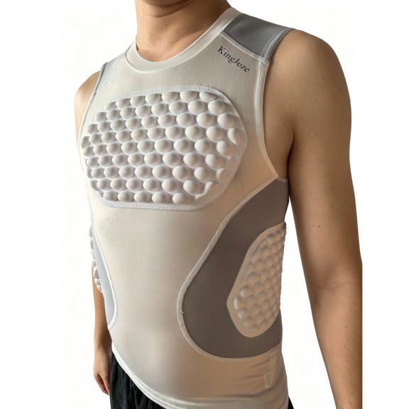 KINGJOZE Padded Compression Shirt Chest Protector for Football Baseball Softball Rugby Lacrosse Rib Sternum Guard Padded Shirt
