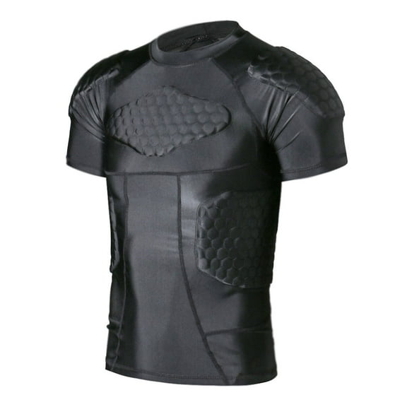 Padded Compression Shirt Protective Top Rib Chest Protector for Rugby Football Painball Baseball Basketball XXXL