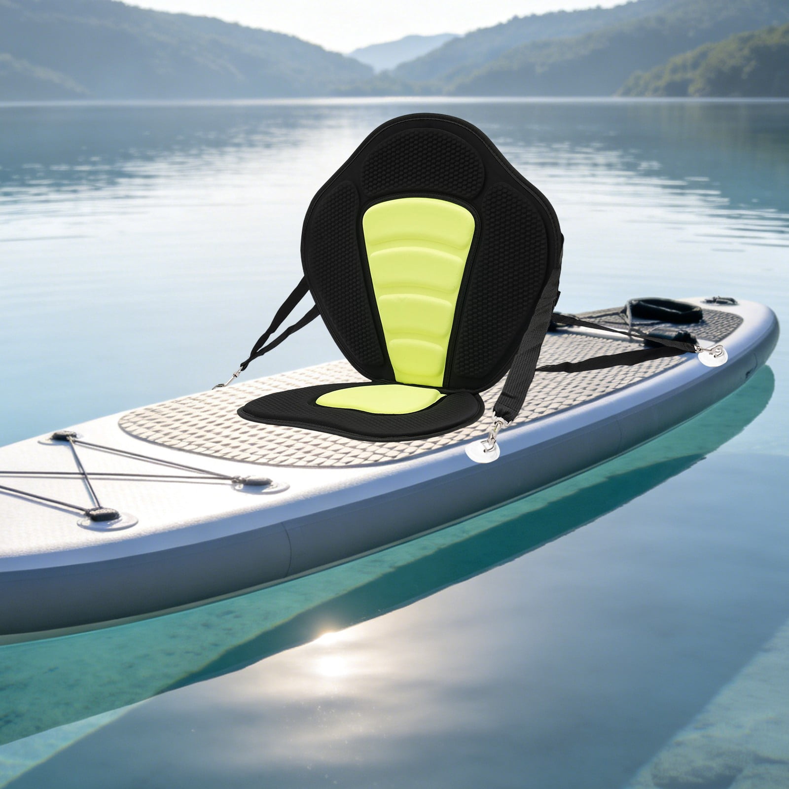 Padded Deluxe Kayak Seat w/Detachable Backpack Bag Back Canoe Backrest Adjustable, Sit On Top Cushioned Back Support SUP Paddle Board Seats for Kayaking Canoeing Rafting Fishing