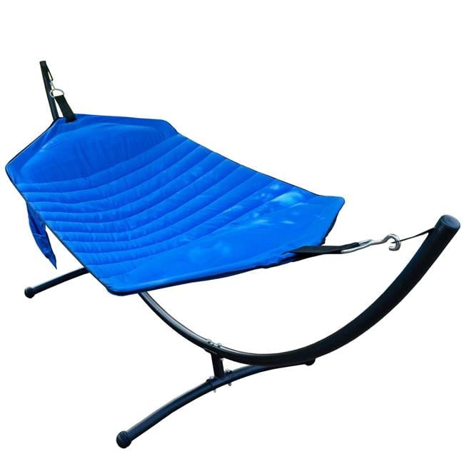 Vibrant Blue Olefin Fabric Hammock with Steel Arc Stand