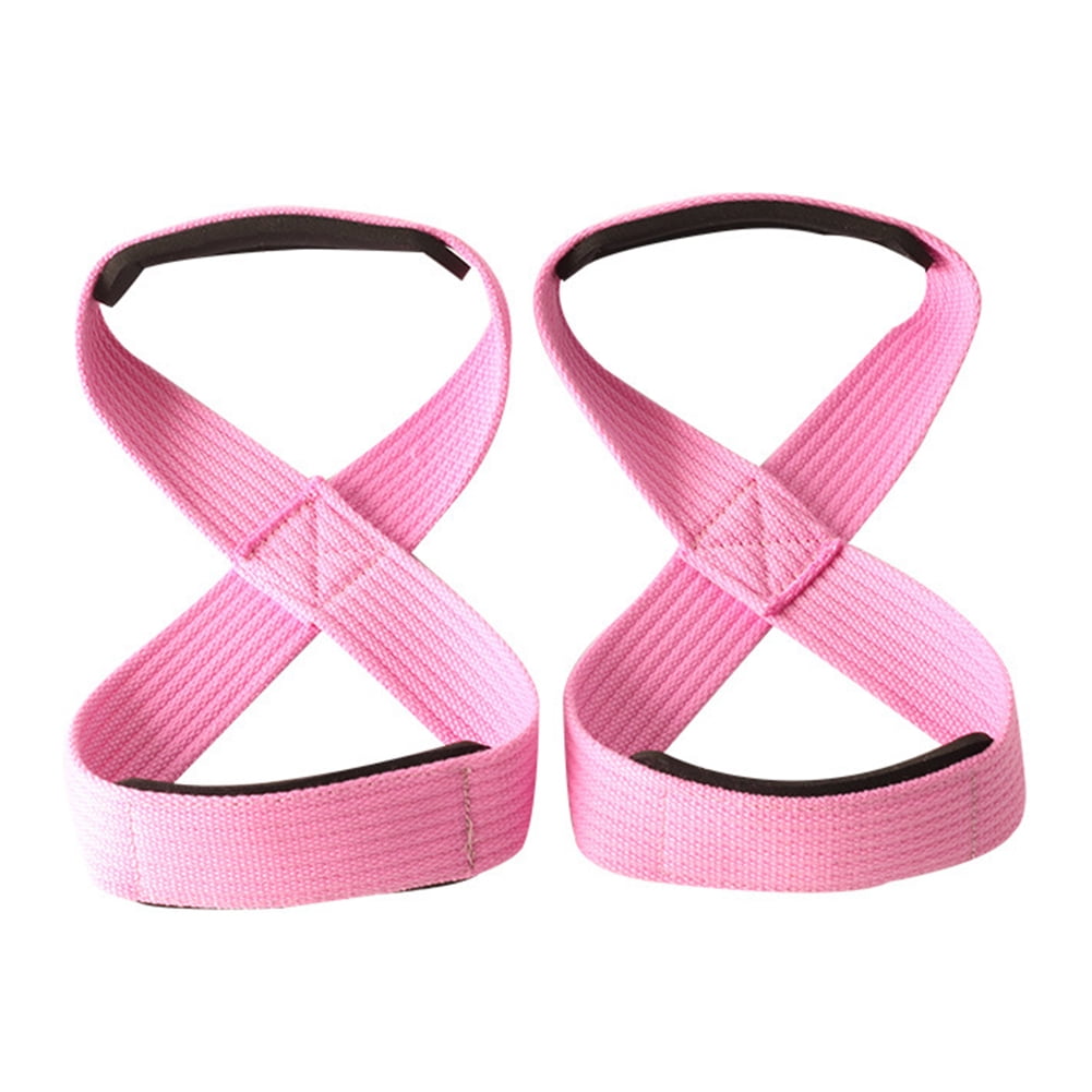 Padded Figure 8 Deadlift Training Straps Pull-Ups Straps for Gym Fitness  (Pink) 
