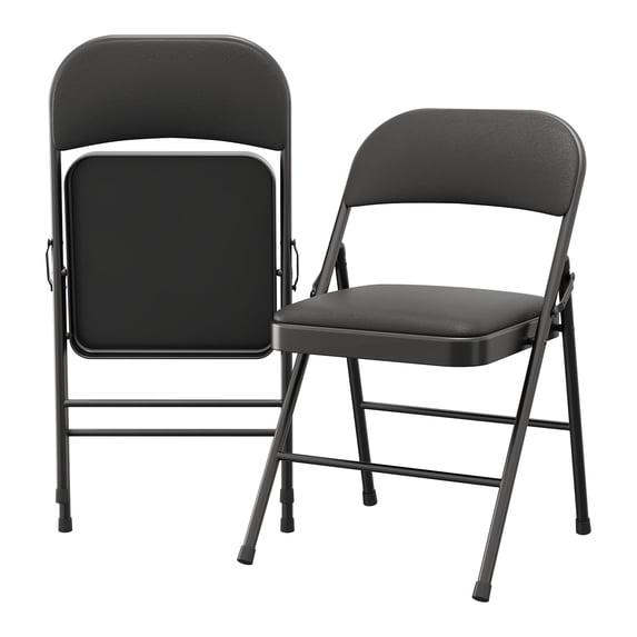 Padded Folding Chairs with Steel Frame - 350lb Capacity, Stackable ...