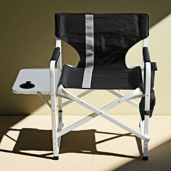 Padded Folding Outdoor Chair with Storage Pockets,with Side Table,Lightweight Oversized Directors Chair for Camping,Beach,Lawn,Picnics,Support 400 lbs