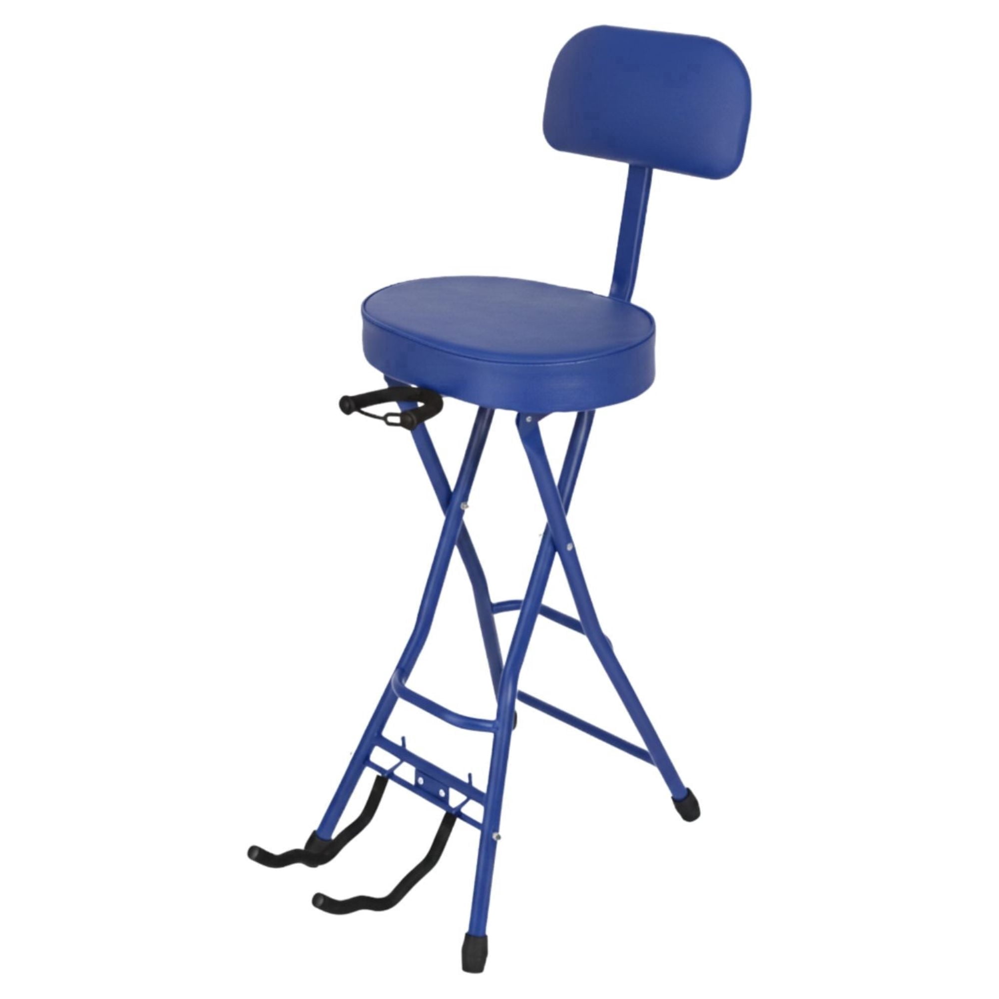 Padded Guitar Stool with Backrest, Built-in Stand & Footrest - Blue