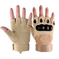 thumbnail image 1 of Padded Half-Finger Outdoor Gloves for Men Adjustable Wrist Strap Fingerless Gloves Khaki L, 1 of 6