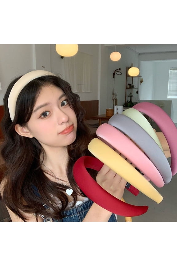 Padded Headband for Women Girls Hair Non Slip,Sponge Solid Hairband Thick Wide Headband Trendy Plain Hoops Hair Styling Accessories