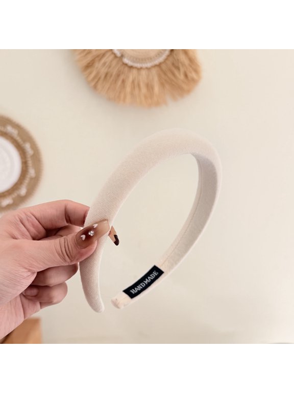 Padded Headbands for Women,2Pcs Narrow Plain Turban Headband Fashion Hair Bands Headwear Barrette Styling Tools Accessories with Solid Colors,Fashion Headband Hair Bands Neutral Puffy Headband
