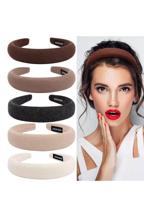 Padded Headbands for Women Girsl Headabnds Womens Vintage Headbands Assorted 90s Headband Puffy Sponge Headbands Head Bands Hair Accessories for Women Girls