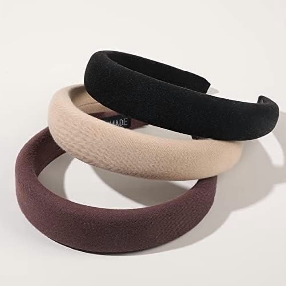 Padded Headbands for Women- 3 count Diademas Para Mujer De Moda Fashion Headband Hair Bands Neutral Puffy Headband