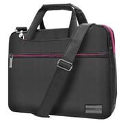 Padded Hybrid Messenger / Briefcase Style Nylon Case For 13" / 13.3" Laptops / Tablets With Removable Adjustable Strap, Hideaway Handles, And Padded Exterior (Pink)
