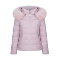 thumbnail image 1 of Padded Jacket with Pockets New Womens Lightweight Puffer Jacket Winter Coats for Women Thicken Warm Long Sleeve Thermal Heavy Hood Coat Outerwear Pinky XL New, 1 of 2