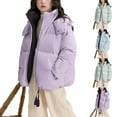 thumbnail image 1 of Padded Jackets for Boys Girls with Hooded Toddler 5-15 Years Unisex Children Solid Color Long Sleeve Thickened Velvet Puffer Jacket Kid's Winter Windproof Casual Outerwear Light Blue 10-11Years, 1 of 5