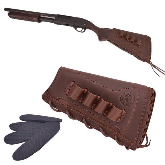 Padded Leather Shotgun Buttstock Cover Sleeve Ammo Holder 12 Guage Fit Left Handed