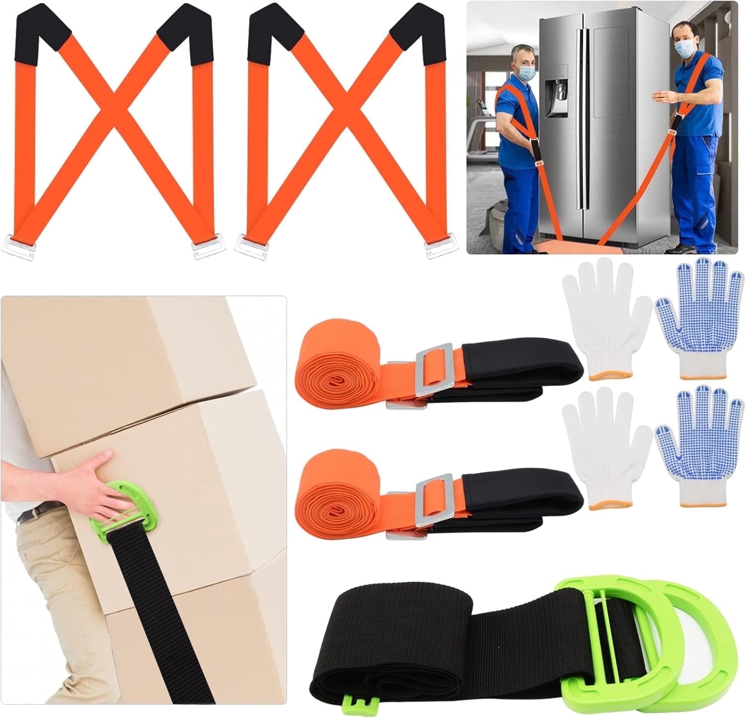 Yomfey Moving Straps for Furniture and Appliances, Adjustable Padded Lifting System for 1 or 2 People, Heavy Duty Carry Straps Supports up to 800 lbs