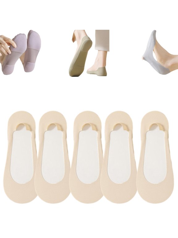 Padded No Show Socks Women, Ice Silk Breathable Low Cut Boat Socks with Cushion Sole