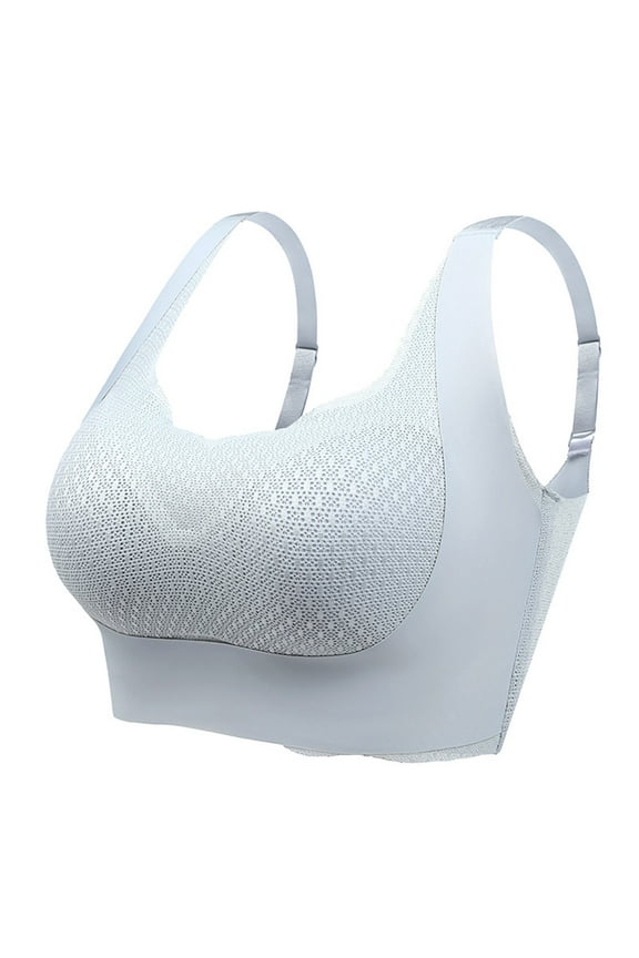 Padded Nursing Bras Women Pullover Bra Feature V-Neck Soft Bra Style W-377 Gray L