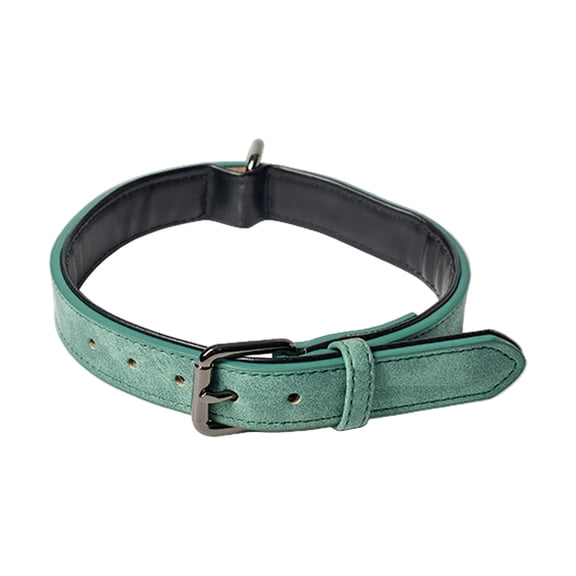 Padded PU Leather Dog Collar,Breathable Heavy Duty Dog Collar Leather With Adjustable -Proof Metal Buckle For Small Medium Large Dogs(L,Turquoise)