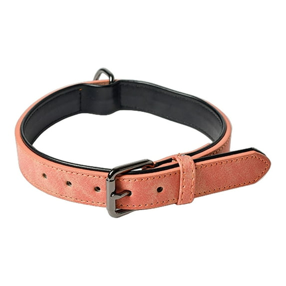 Padded PU Leather Dog Collar,Breathable Heavy Duty Dog Collar Leather With Adjustable -Proof Metal Buckle For Small Medium Large Dogs(XL,Pink)