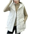 thumbnail image 1 of Padded Puffer Vest for Women Sleeveless Solid Hooded Zip Up Jacket with Pockets White M, 1 of 5