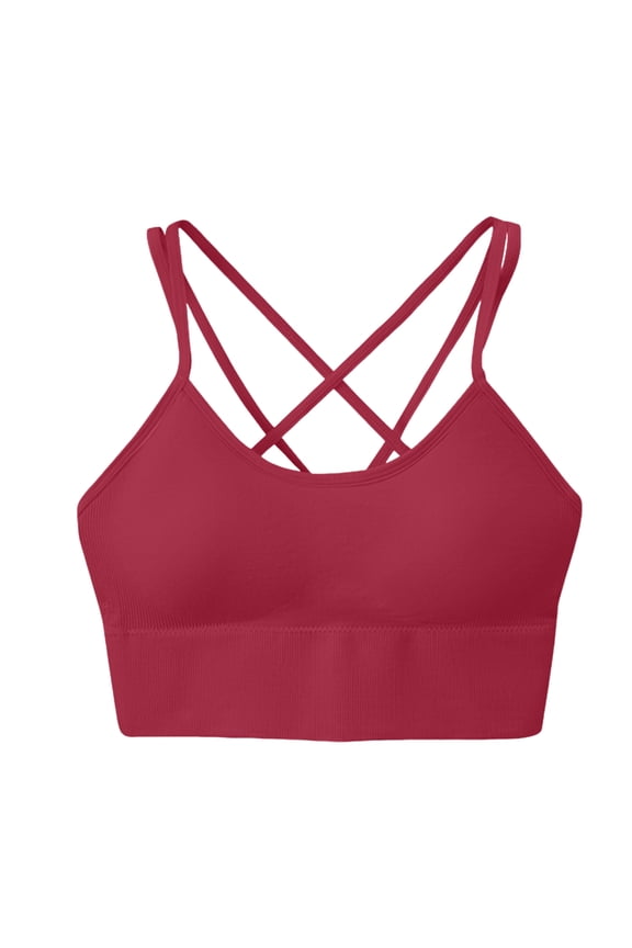 Padded Racerback Sports Bras for Women High Impact Workout Yoga Gym Activewear Fitness Bra Deep Red 38