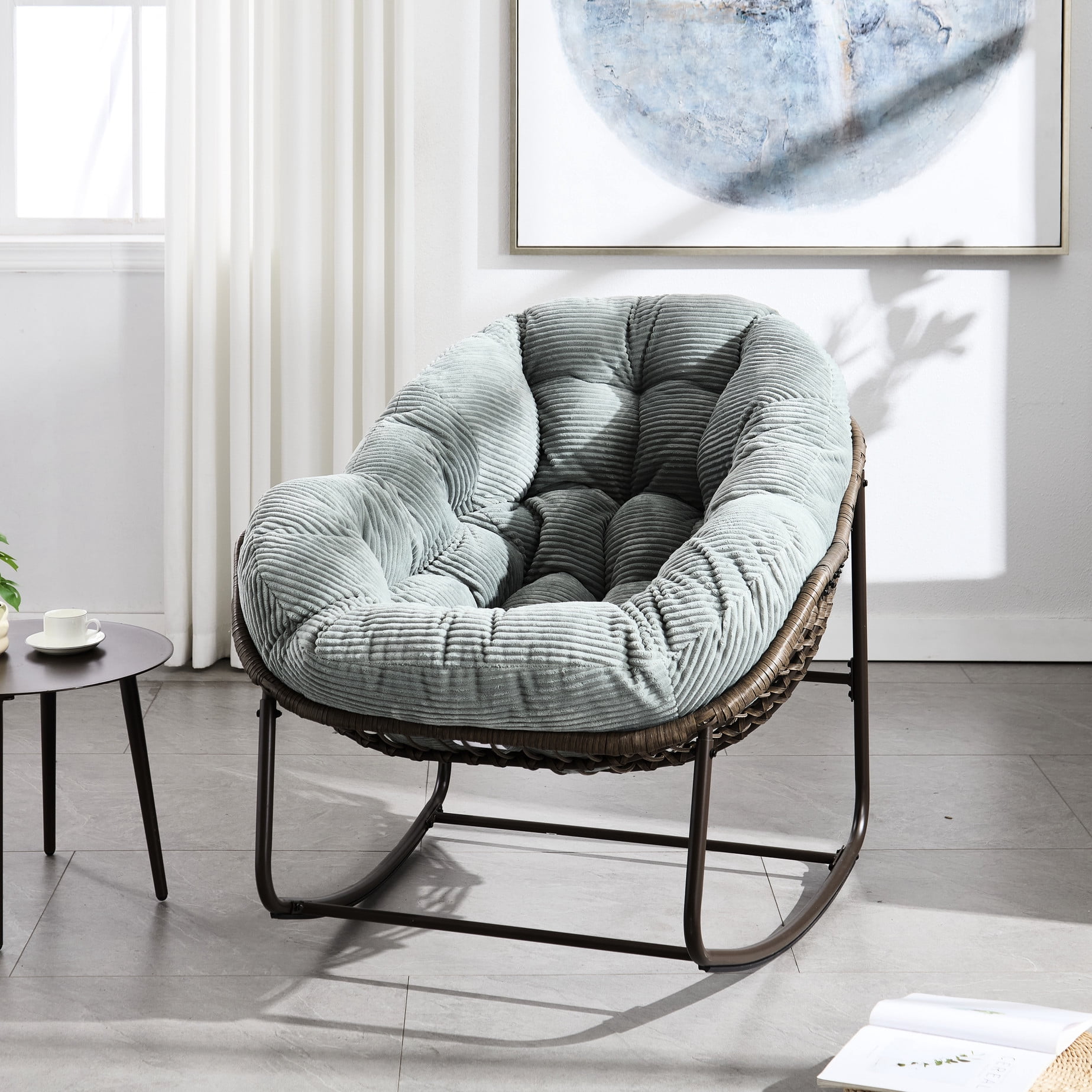 Padded Rattan Chair Padded Rattan Rocking Chair for Relaxation | Used in Game Room and ...