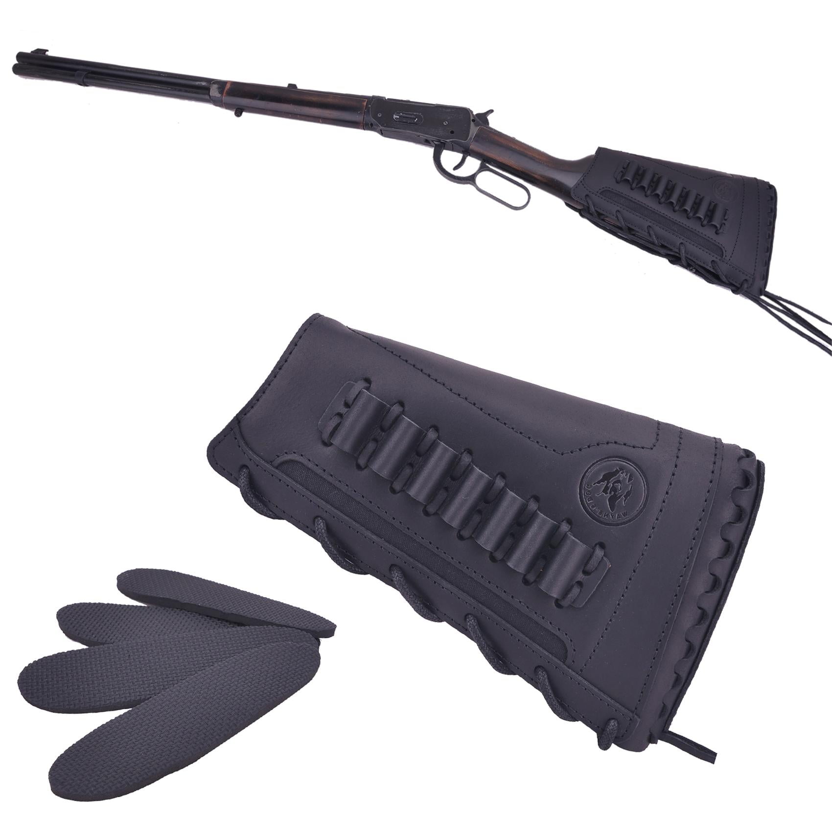 Padded Rifle Buttstock Leather Cover Sleeve with Rifle Ammo Holder for Left Handed .357 .30/30 .38