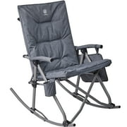 Padded Rocking Camping Chair, Folding Rocker for Outdoors, Heavy Duty for Adults, Steel, Supports 400 lbs, Gray