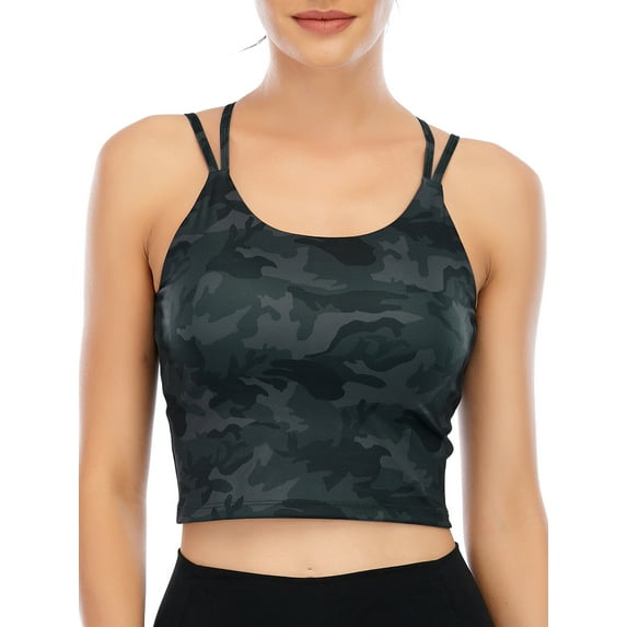 Padded Seamless Criss Cross Bralette Workout Yoga Bra Cami Crop Top for Women Yoga Sport Bra Light Support Strappy Free Bra, Plus Size